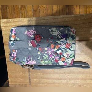 Vera Bradley Gray Floral Wristlet Clutch
